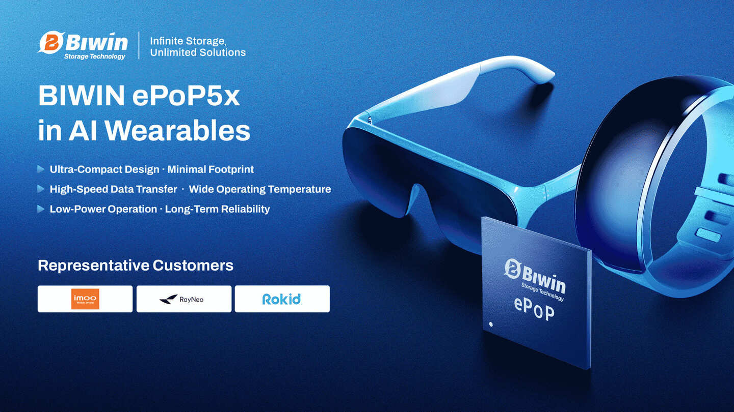 BIWIN ePoP5x Powers Lighter and Smarter AI Wearables