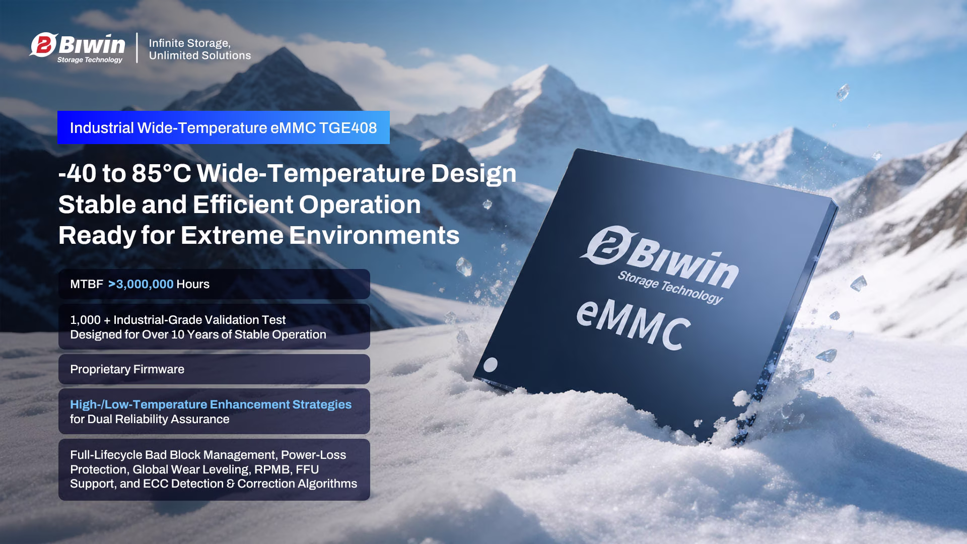 BIWIN Launches Industrial Wide-Temperature eMMC for Critical Infrastructure and Industrial Automation