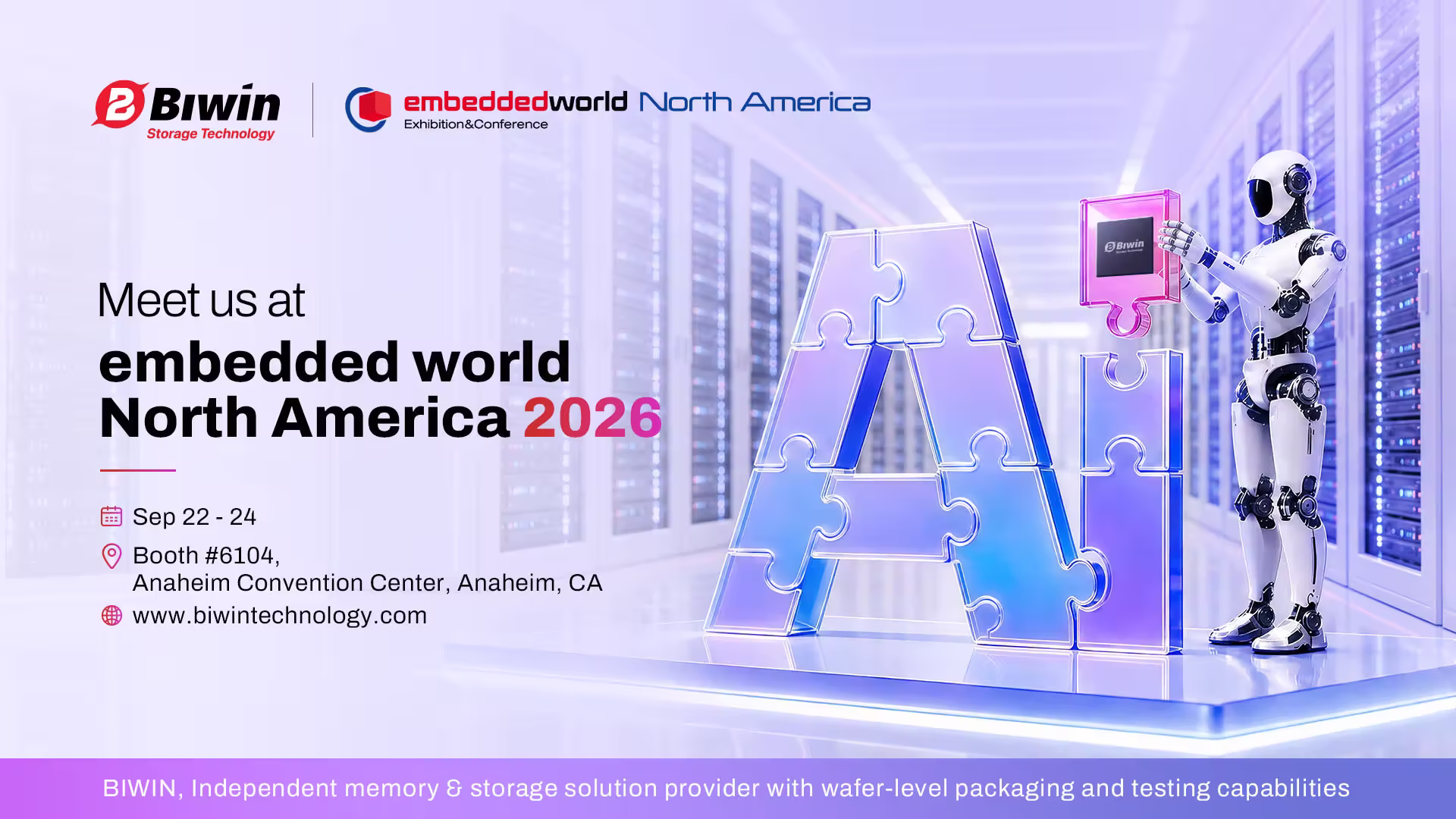 BIWIN to Showcase Advanced Storage Solutions for AI, Edge, Automotive, at embedded world North America 2026
